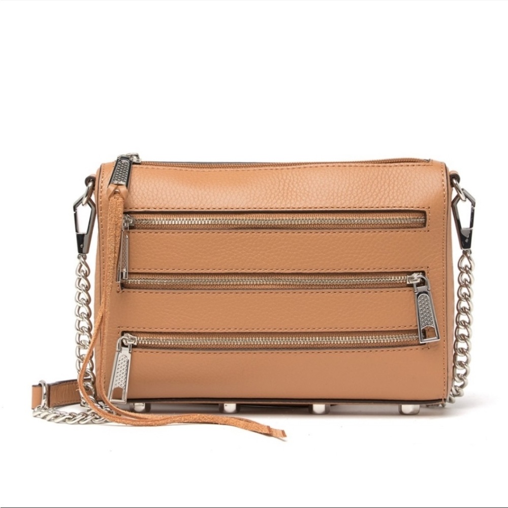 Rebecca Minkoff Mini 5 Zip Crossbody Tan